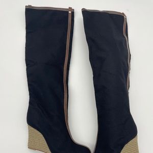 Christian Louboutin Woman’s knee high Wedge Boots ~ Black ~ Size 40